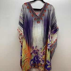 Kaftans One Size Purple With Multicolor Print